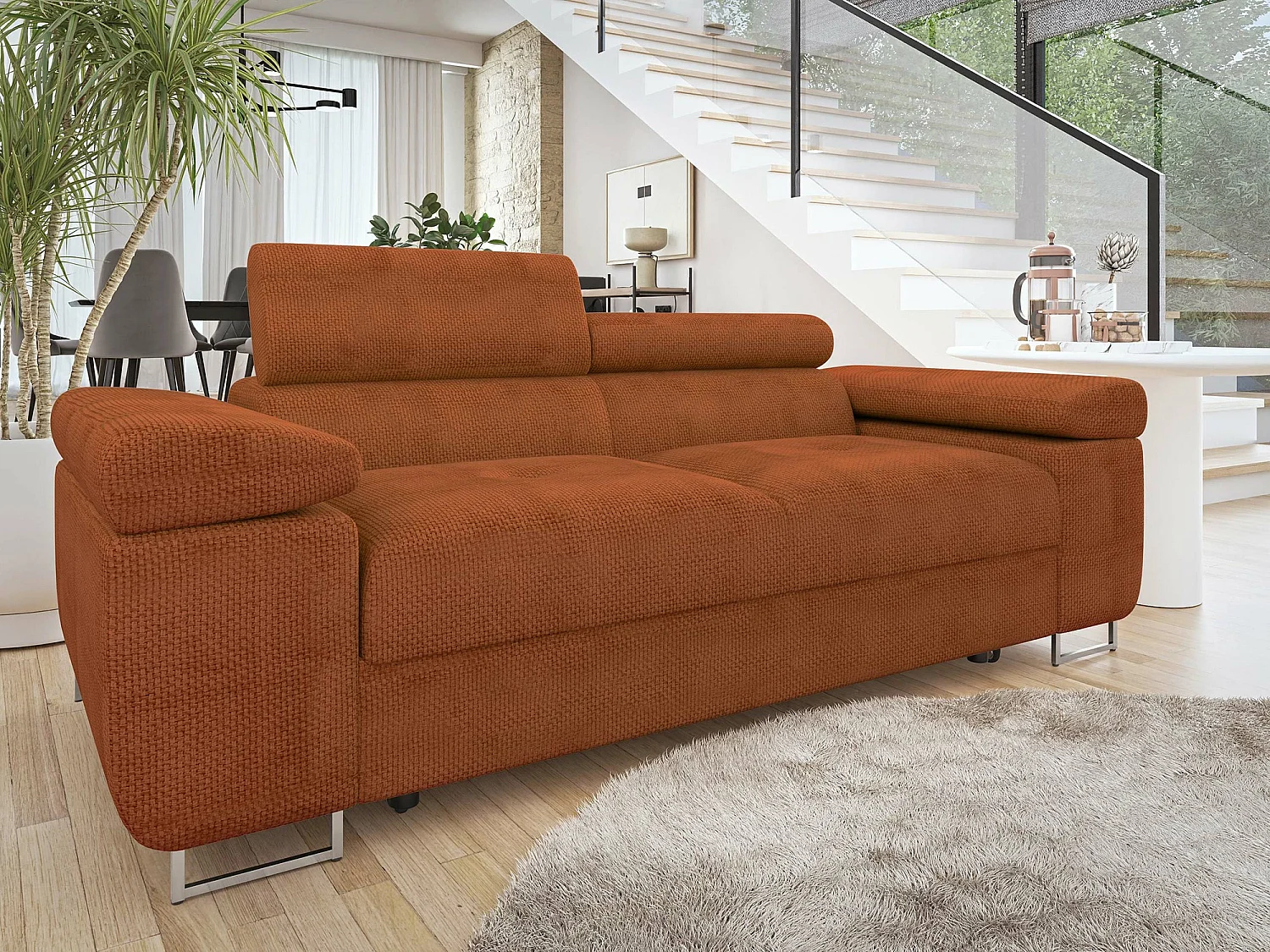 Sofá Comfivo Eliferu 105, Rojo, 198x102x70cm, Tapiz, Patas: Metal