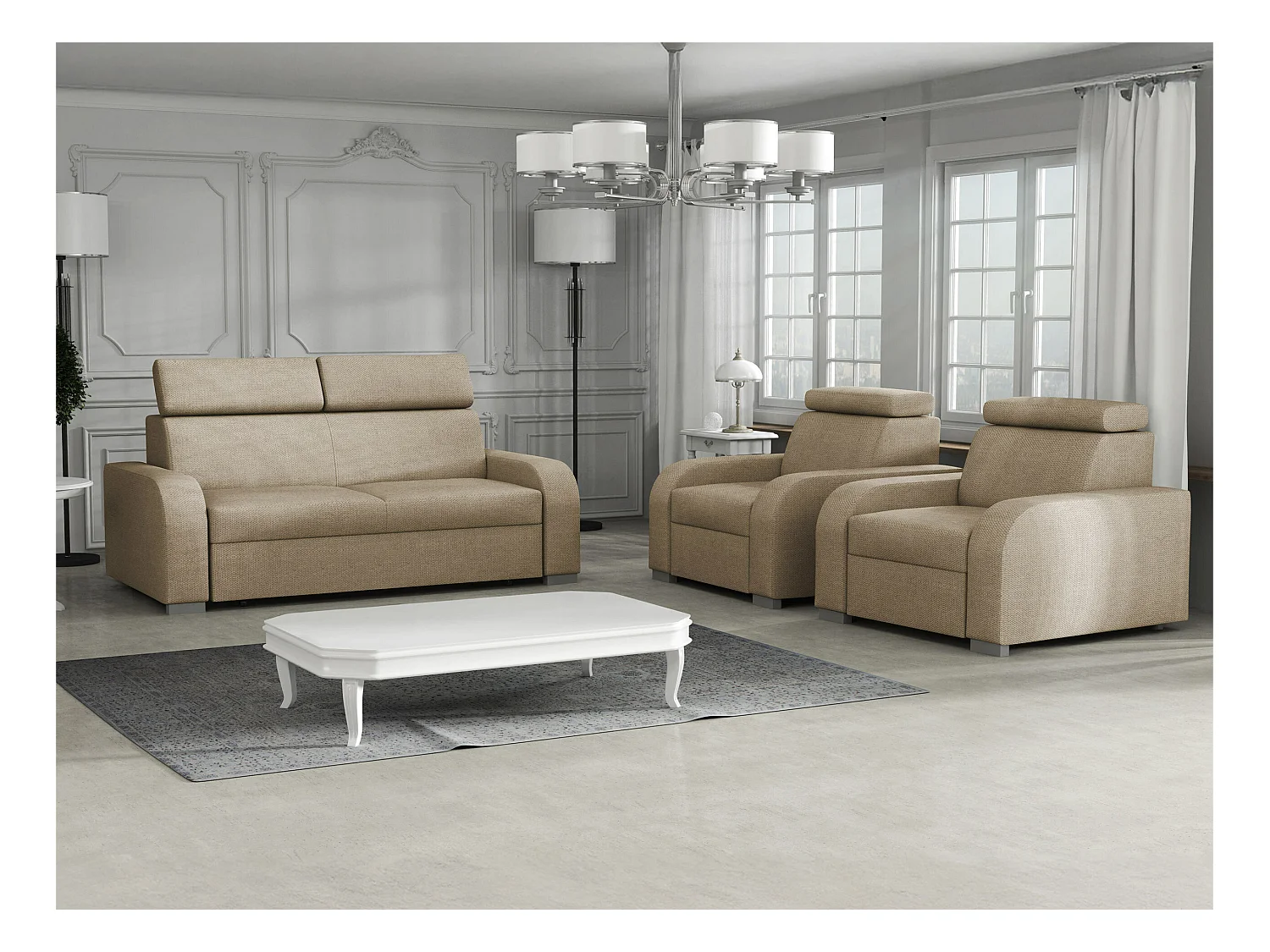 Sofá Etrcala 103, Funcionalidade de dormir, Cama com arrumação, Tecido