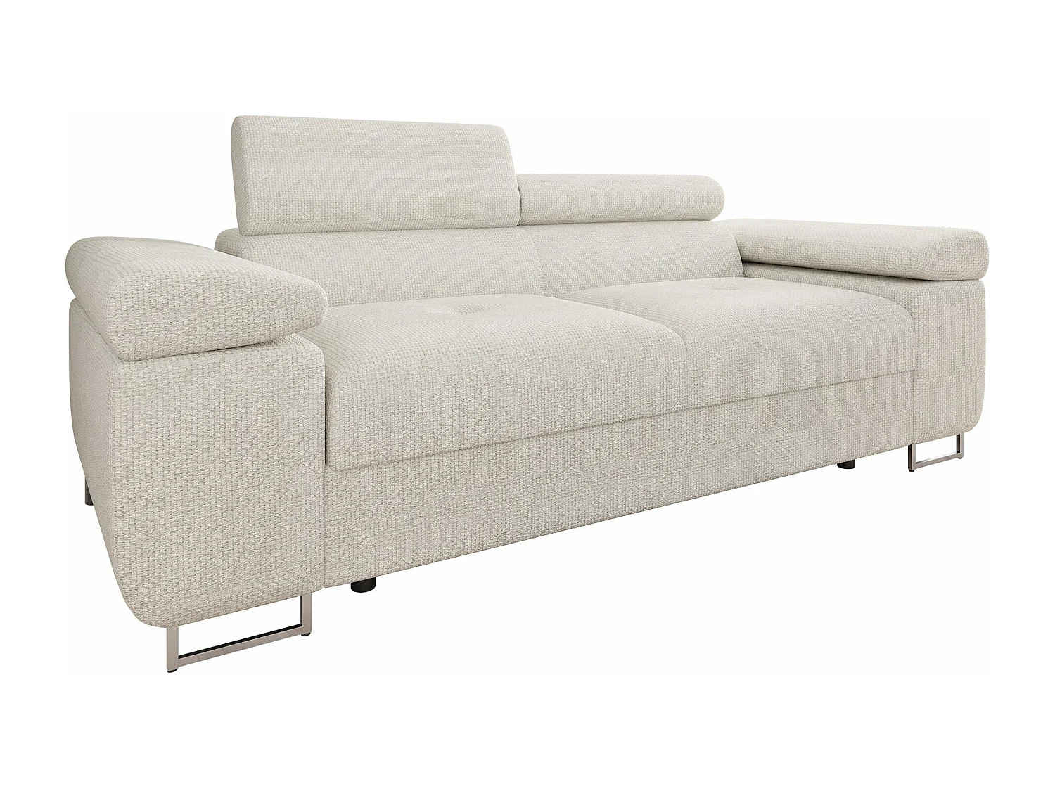 Canapé Comfivo Eliferu 105, Blanc, 198x102x70cm, Tissu, Pieds: Métal