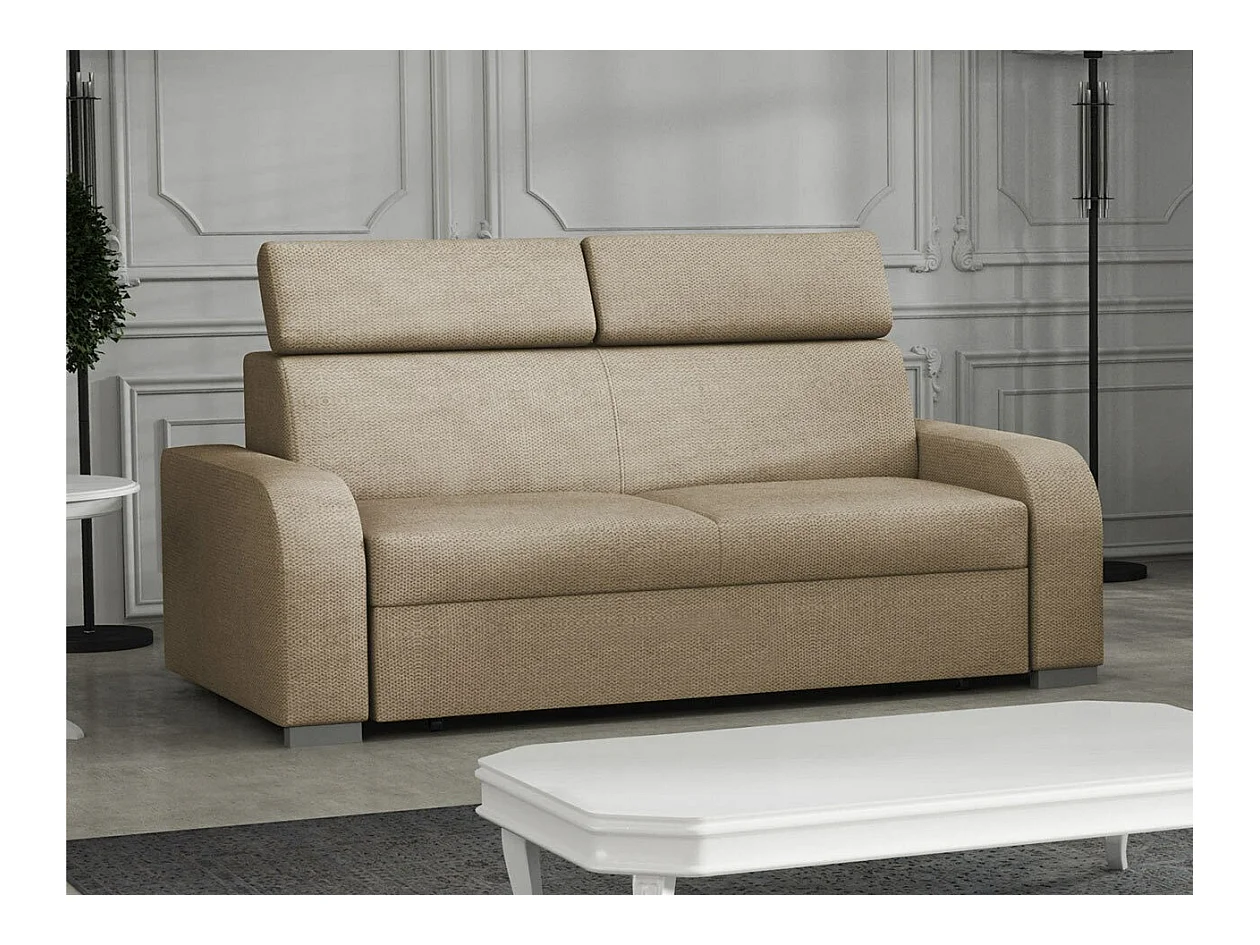 Canapé Etrcala 102, Brun clair, 200x100x85cm, Tapisserie, Pieds: Plastique|Bois