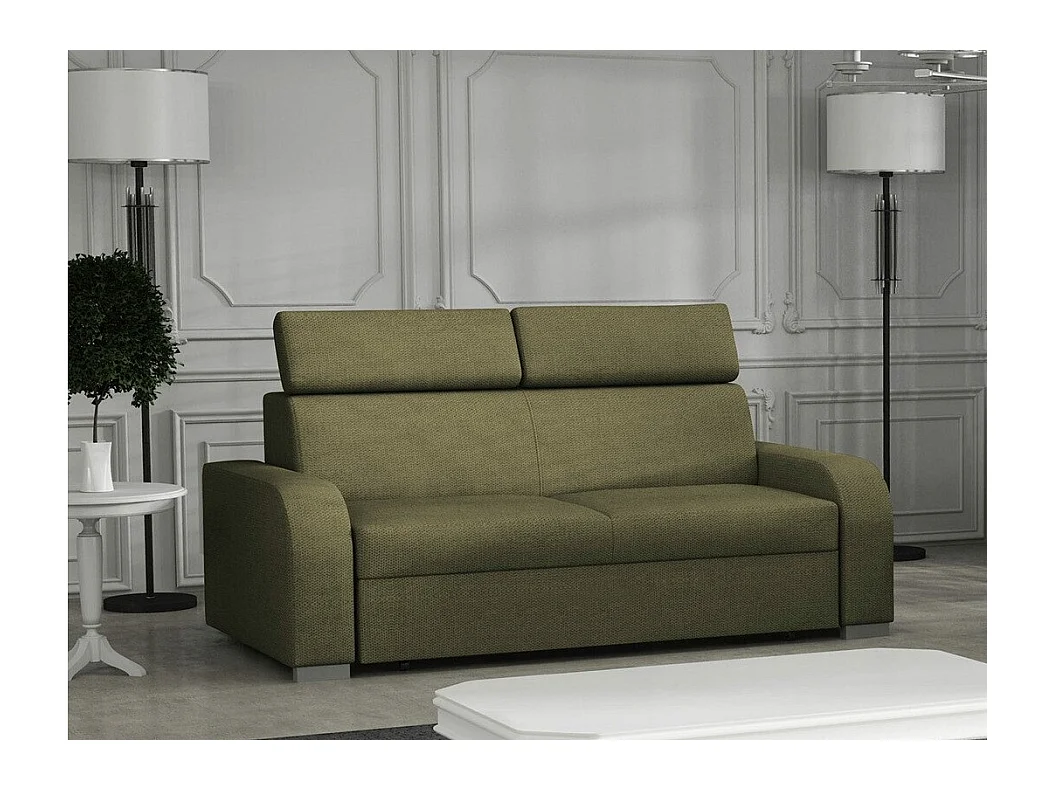 Canapé Etrcala 102, Vert, 200x100x85cm, Tapisserie, Pieds: Bois|Plastique