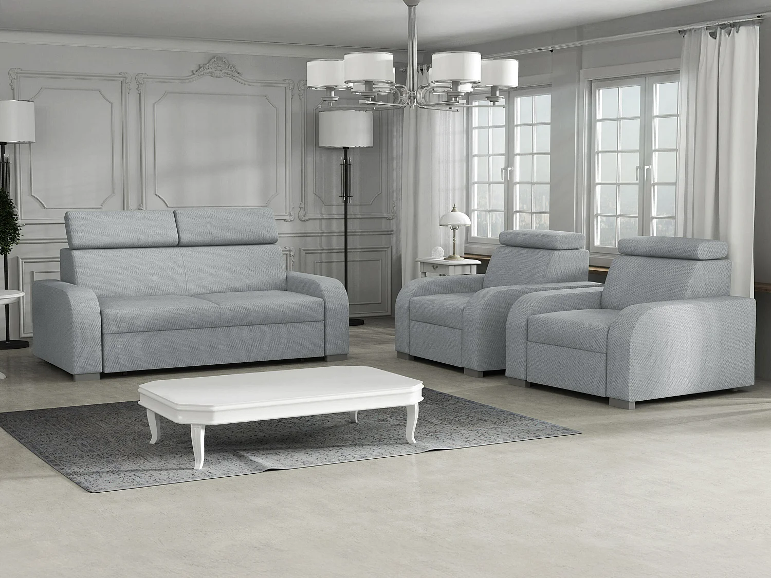 Canapé Etrcala 103, Gris, 170x100x85cm, Tissu, Pieds: Plastique|Bois