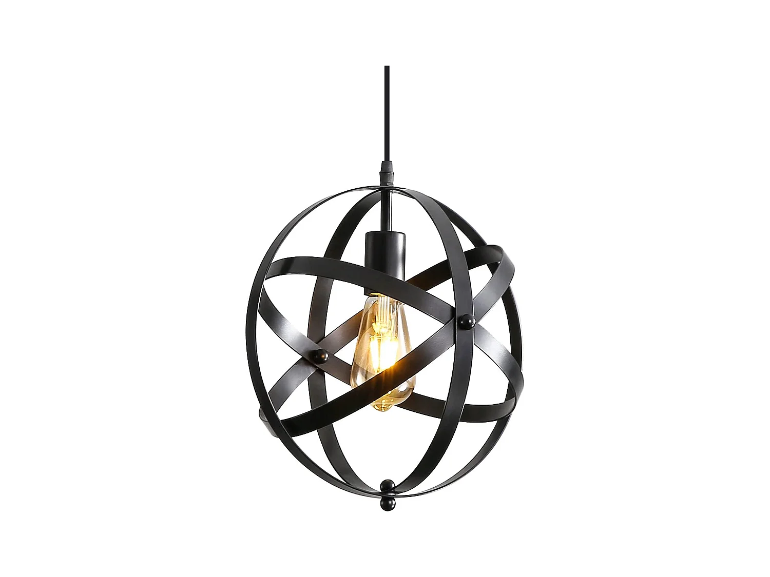 Lampe Suspension Industrielle Vintage E27 Métal Noir Lustre de Cuisine Suspension avec 100CM Câble Réglable Pour Escalier, Cuisine, Salon, Café, Hôtel