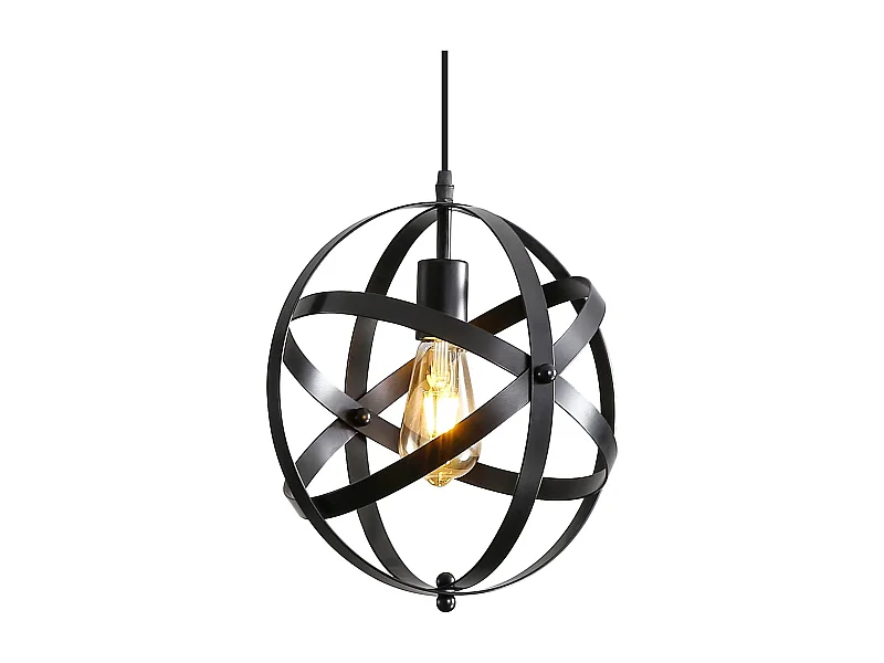 Lampe Suspension Industrielle Vintage E27 Métal Noir Lustre de Cuisine Suspension avec 100CM Câble Réglable Pour Escalier, Cuisine, Salon, Café, Hôtel