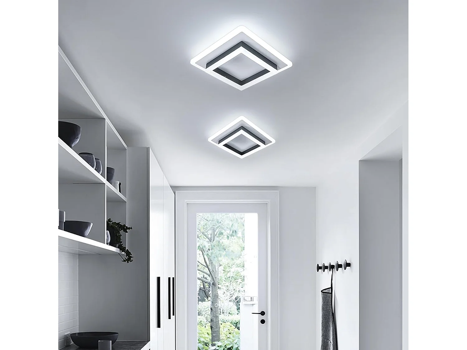 Plafonnier LED Carré Moderne 30W 3400LM - Luminaire en Acrylique Noir pour Chambre, Salon, Cuisine - Lumière Blanche Froide 6500K, 30cm