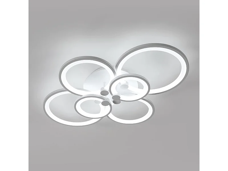 Plafonnier LED Salon Moderne 80W 7200lm 6000K - 6 Anneaux Acrylique/Métal, Éclairage pour Salon/Chambre
