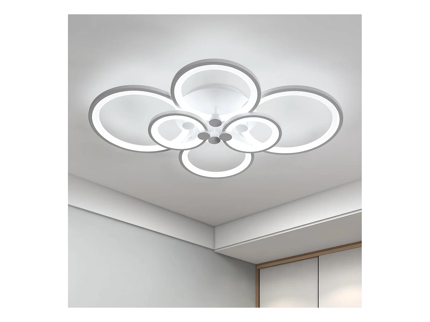 Plafonnier LED Salon Moderne 80W 7200lm 6000K - 6 Anneaux Acrylique/Métal, Éclairage pour Salon/Chambre