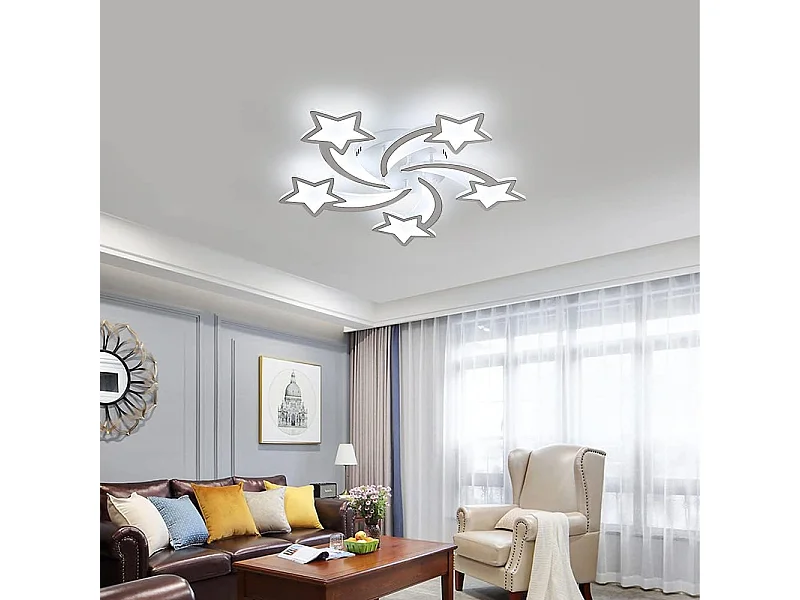 Plafonnier LED, éclairage du salon, éclairage du plafond de la chambre à coucher 60W 6700LM Plafonnier moderne, 6500K Lumière blanche froide