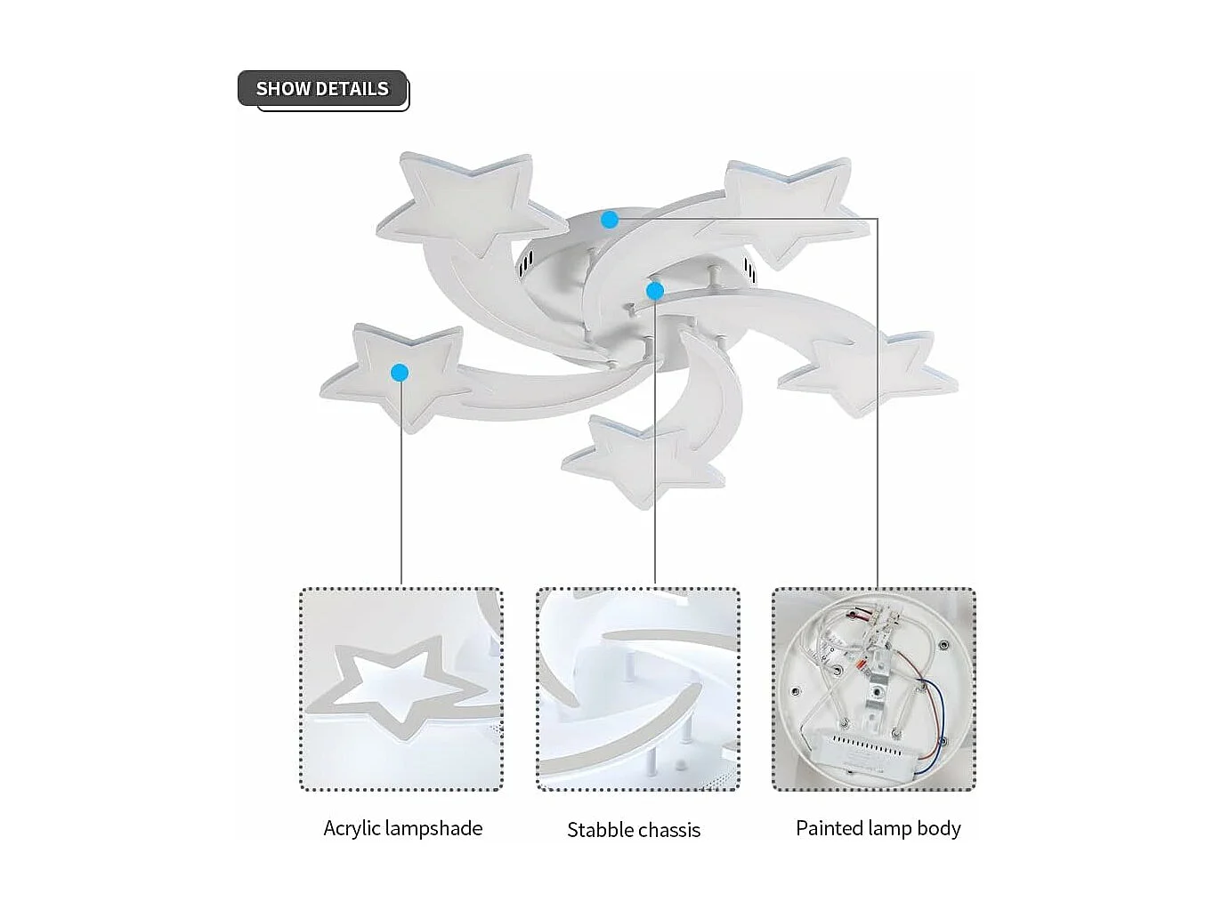 Plafonnier LED, éclairage du salon, éclairage du plafond de la chambre à coucher 60W 6700LM Plafonnier moderne, 6500K Lumière blanche froide