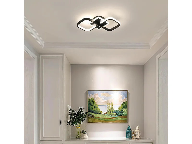 Plafonnier LED Moderne Salon/Couloir - 36W 4050LM Carré 40.5CM - Lumière Neutre 4500K Noir Acrylique