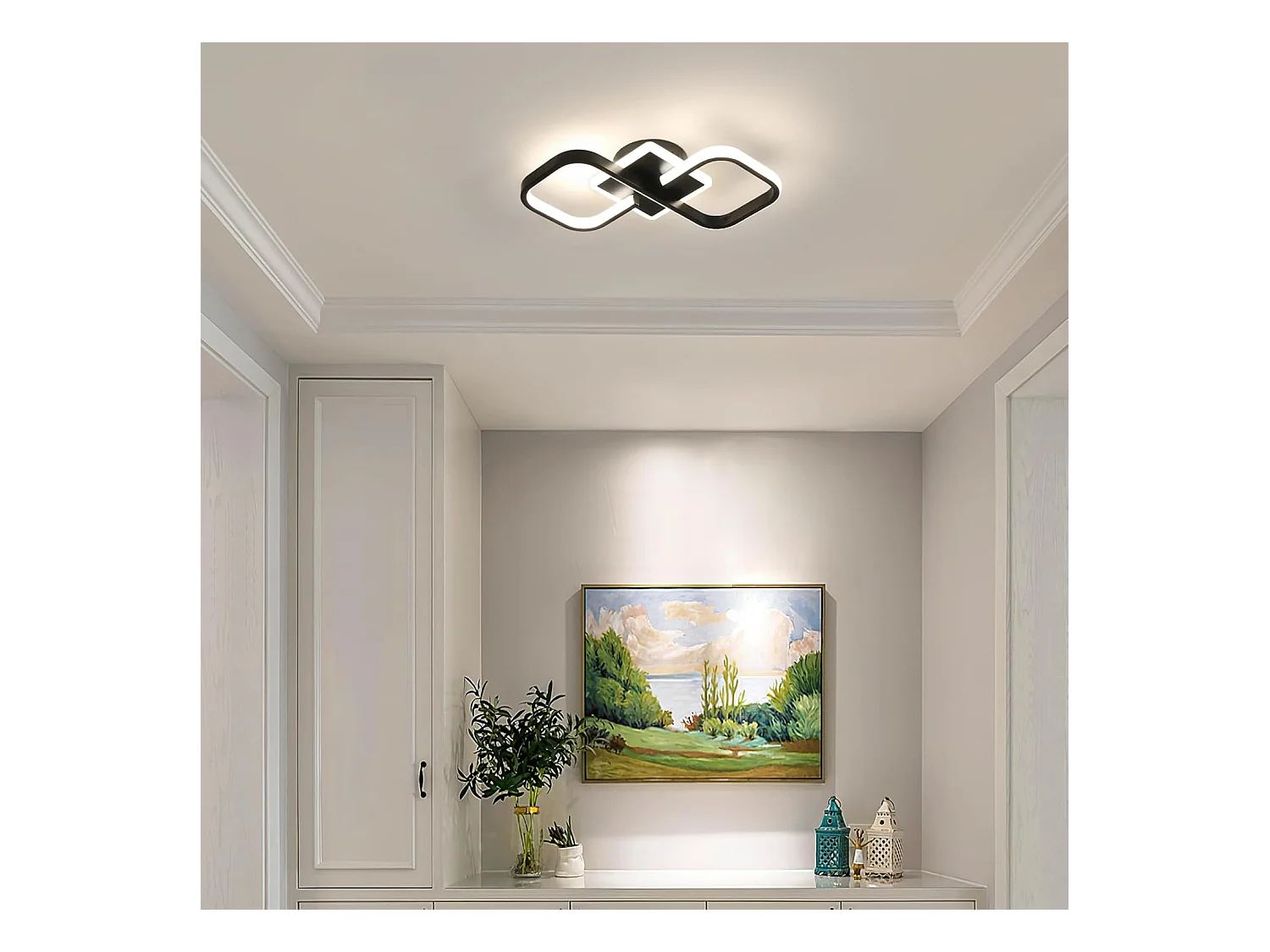 Plafonnier LED Moderne Salon/Couloir - 36W 4050LM Carré 40.5CM - Lumière Neutre 4500K Noir Acrylique