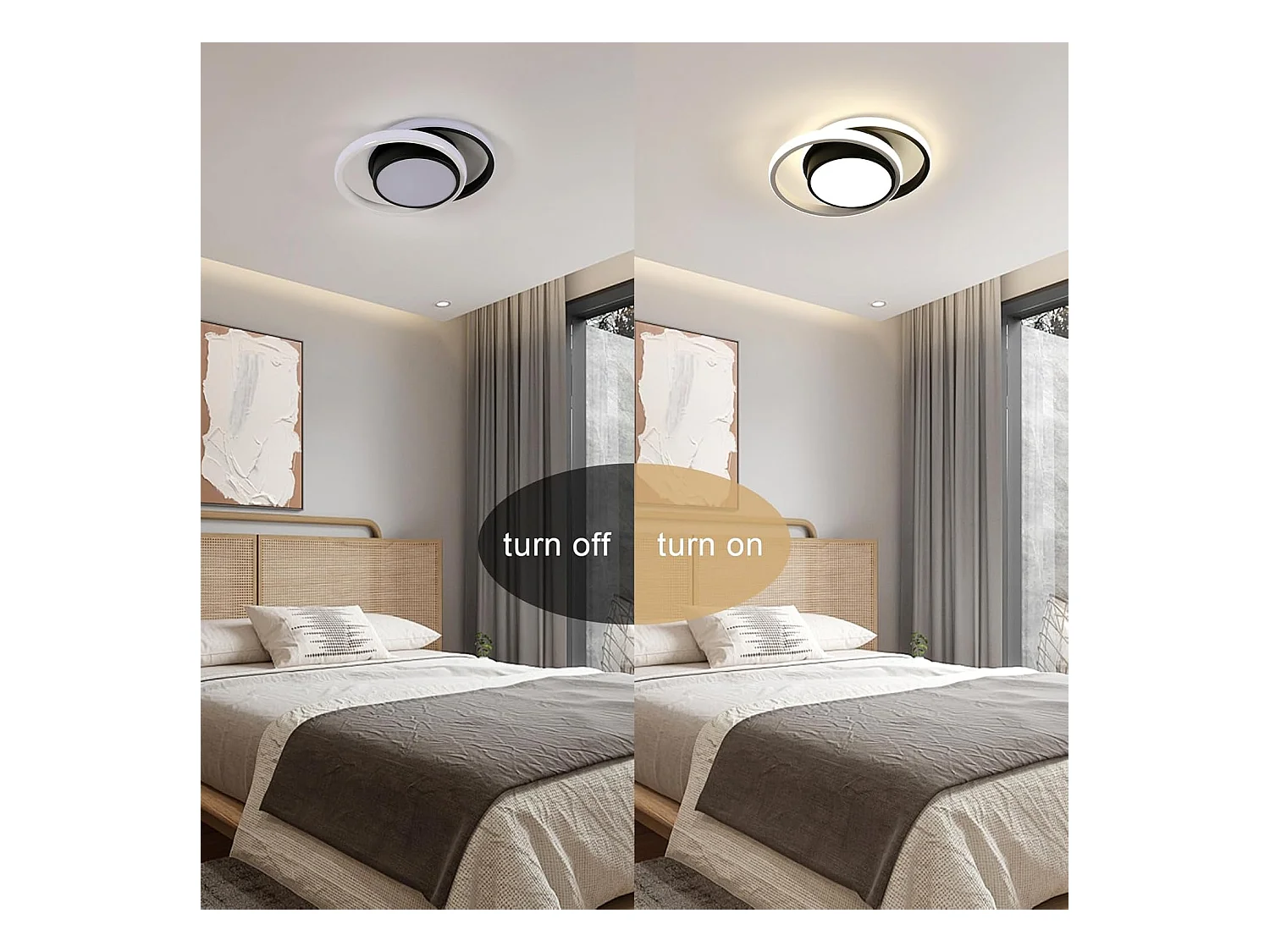 Plafonnier LED Rond Moderne 32W 3600LM - Noir 28cm pour Cuisine/Salle de Bain/Salon/Chambre - Lumière Naturelle 4500K