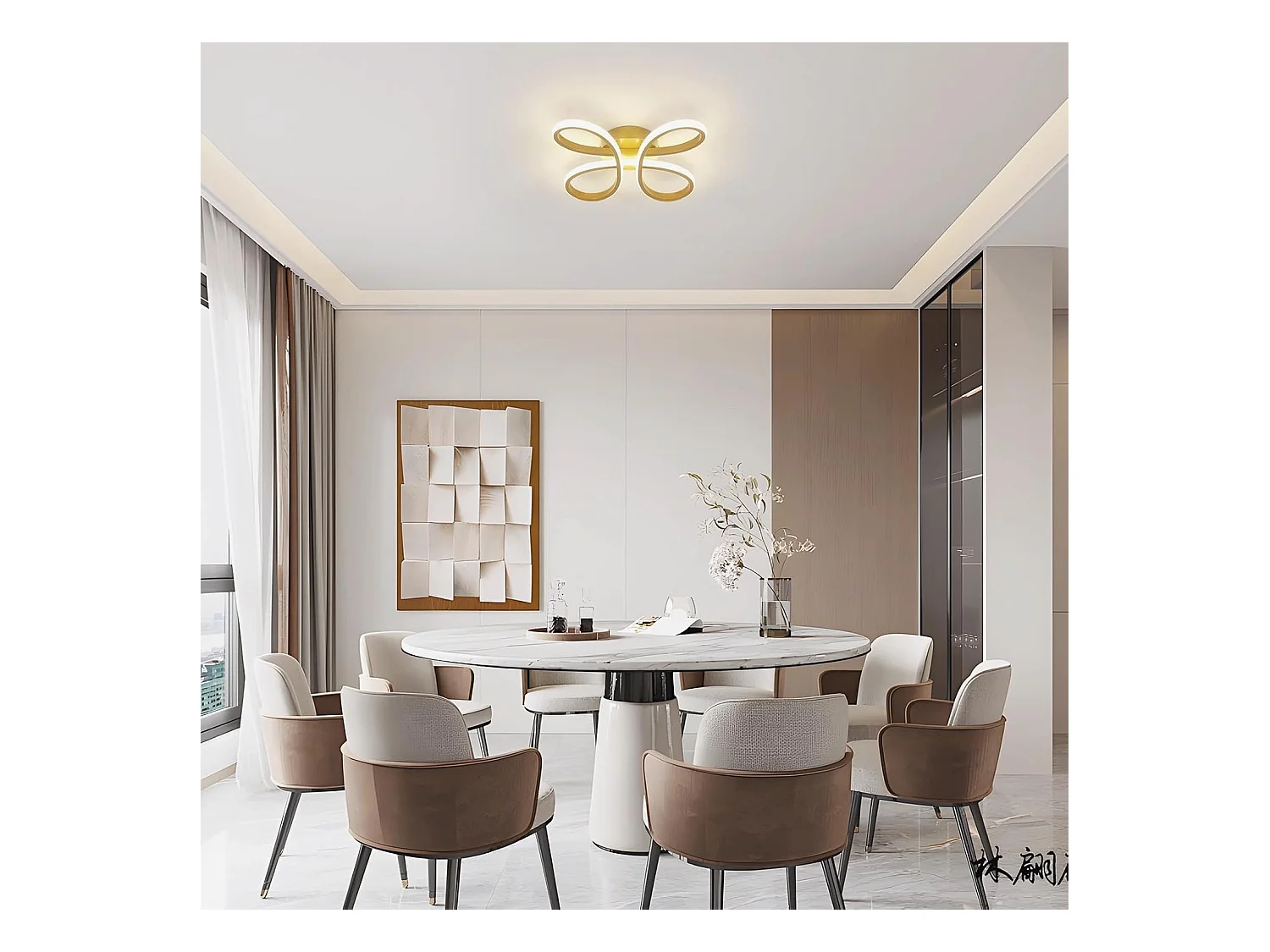 Plafonnier LED Moderne, 30W 3375LM 30cm Lampe de Plafond, Luminaire Plafonnier LED pour Chambre salon, Salle à manger Cuisine, Lumière Neutre 4500K, Or