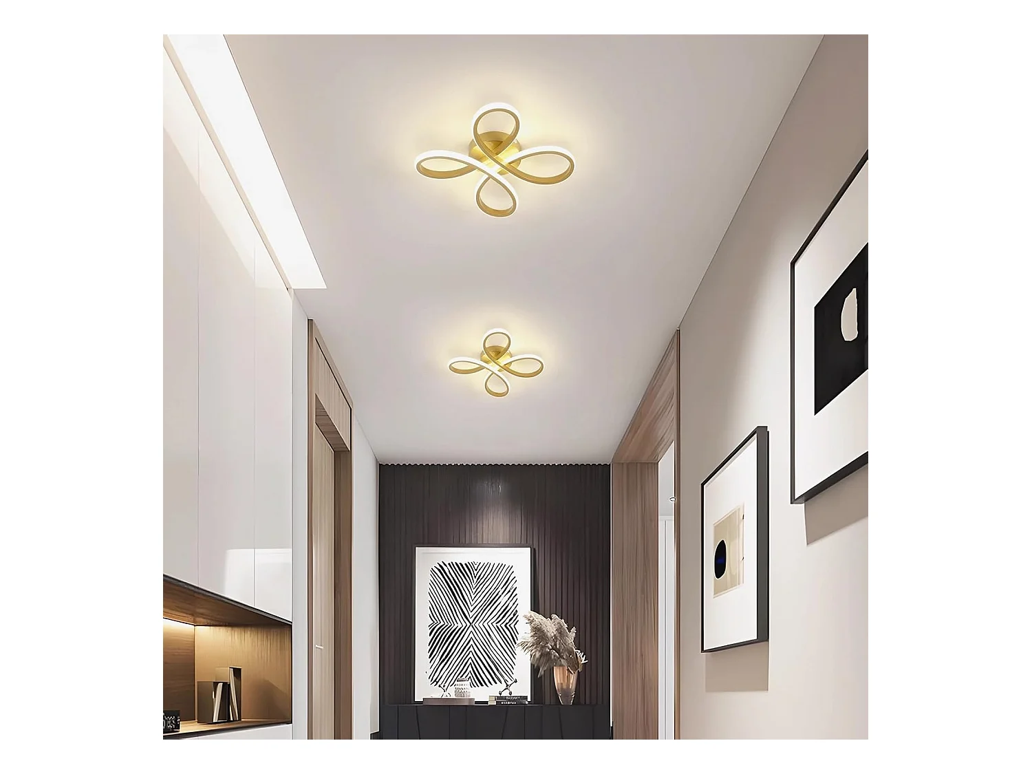 Plafonnier LED Moderne, 30W 3375LM 30cm Lampe de Plafond, Luminaire Plafonnier LED pour Chambre salon, Salle à manger Cuisine, Lumière Neutre 4500K, Or