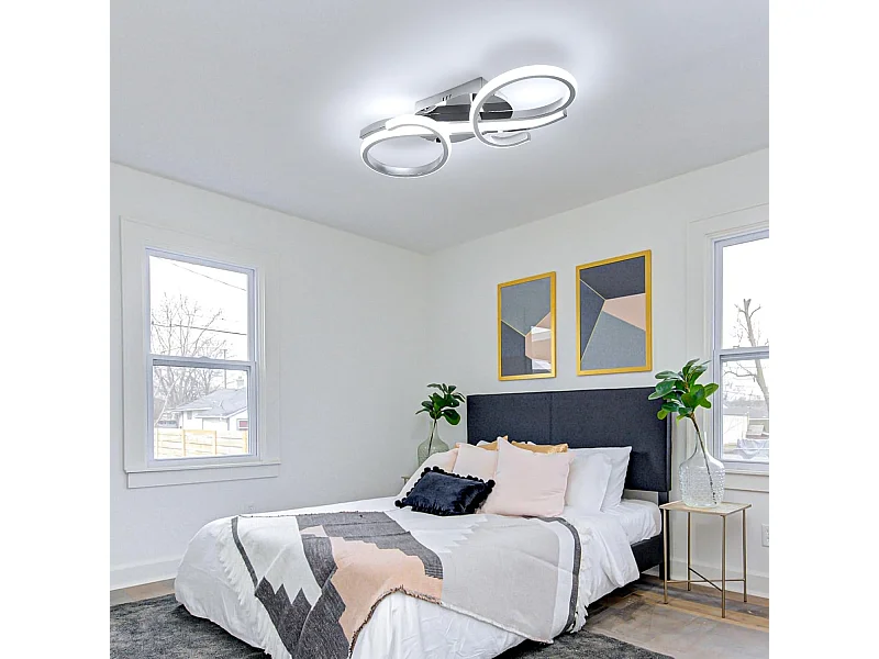 Plafonnier LED Moderne, 36W Lampe de Plafond 6500K Lumière Blanche Froide, Luminaire Plafonnier Design Mode pour Salon, Chambre, Salle à Manger (Chromé)