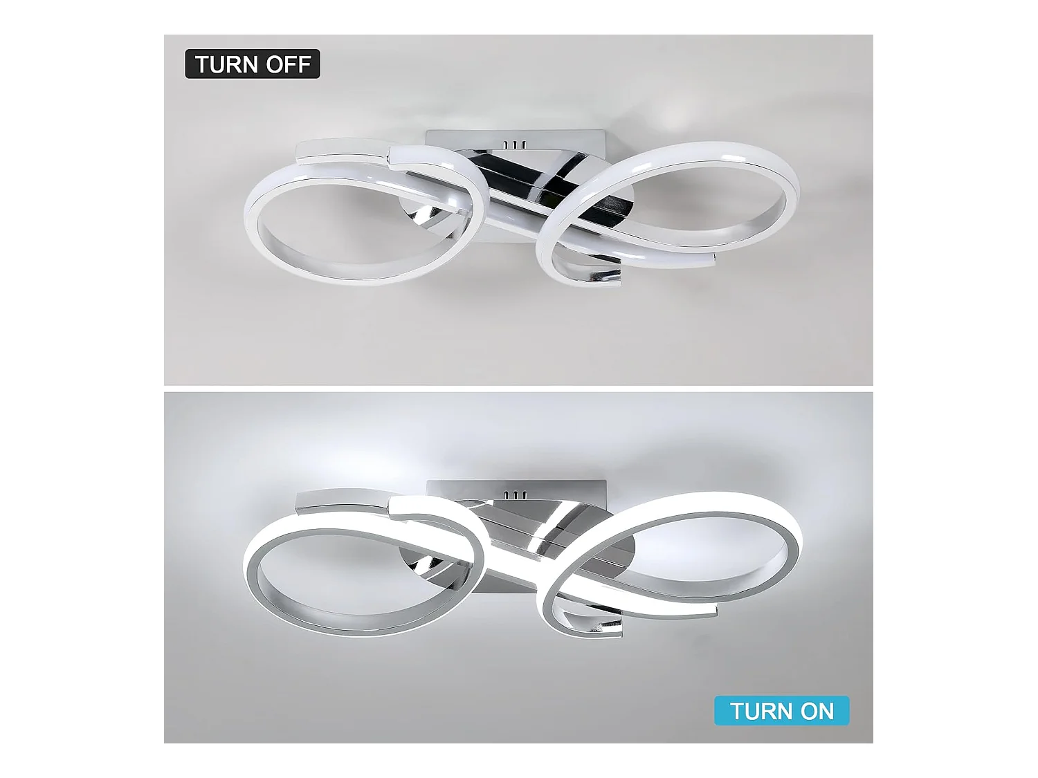 Plafonnier LED Moderne, 36W Lampe de Plafond 6500K Lumière Blanche Froide, Luminaire Plafonnier Design Mode pour Salon, Chambre, Salle à Manger (Chromé)