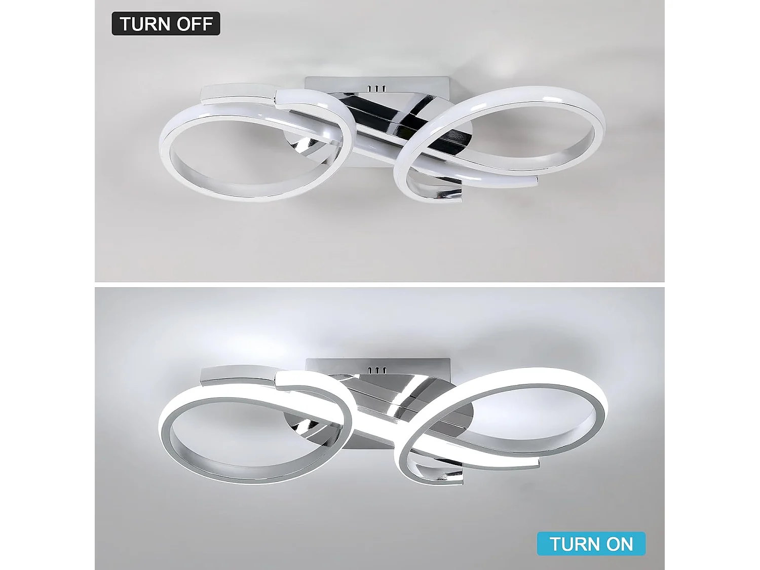 Plafonnier LED Moderne, 36W Lampe de Plafond 6500K Lumière Blanche Froide, Luminaire Plafonnier Design Mode pour Salon, Chambre, Salle à Manger (Chromé)