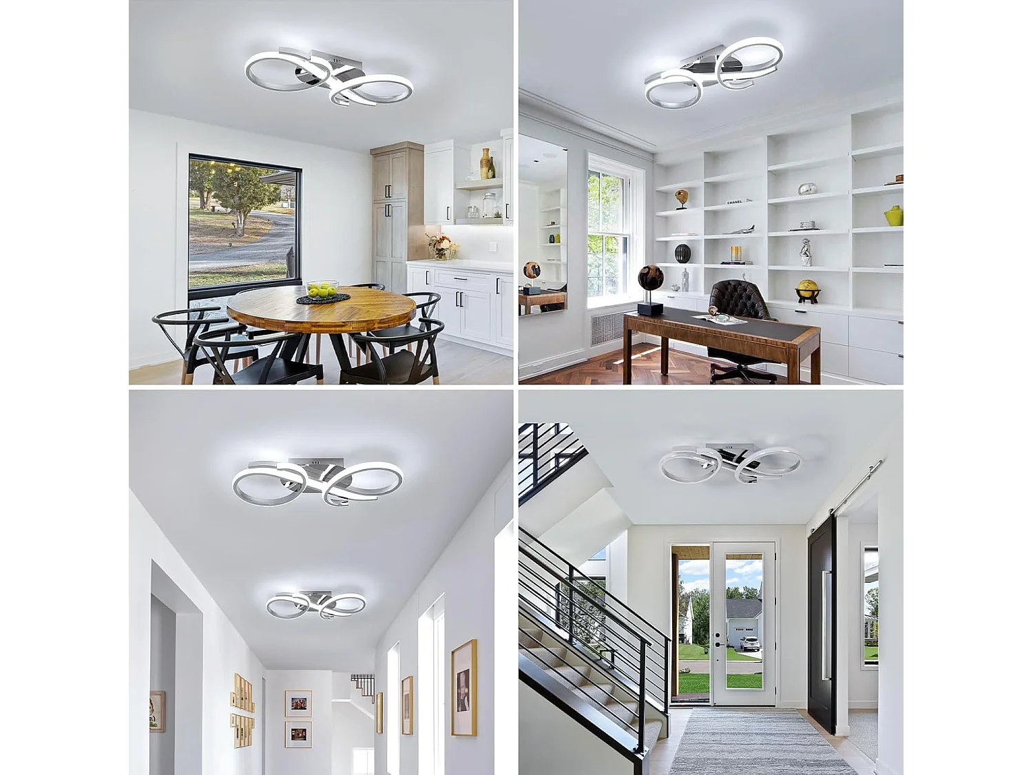 Plafonnier LED Moderne, 36W Lampe de Plafond 6500K Lumière Blanche Froide, Luminaire Plafonnier Design Mode pour Salon, Chambre, Salle à Manger (Chromé)