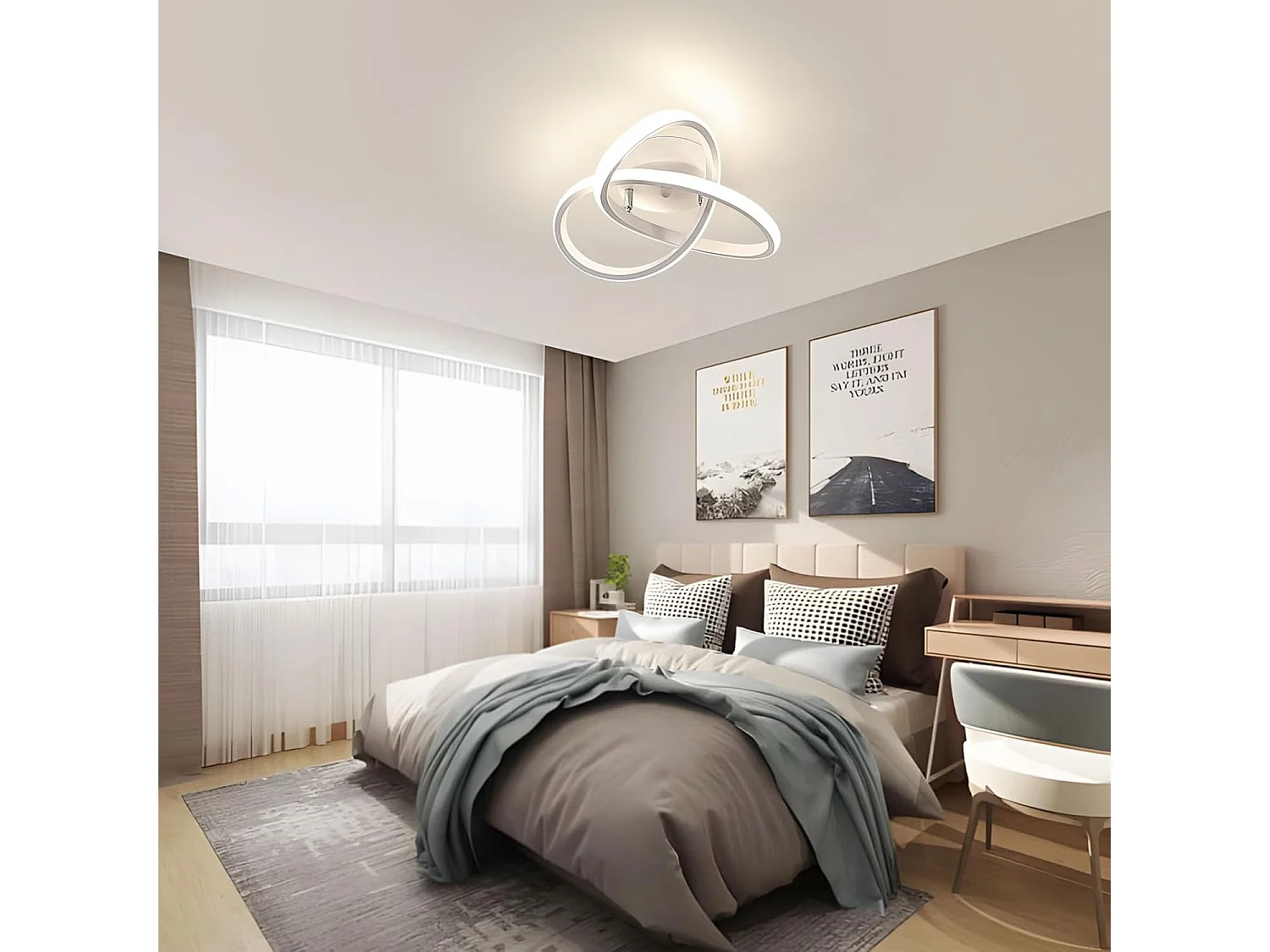 Plafonnier Led Moderne, 30W 3300LM Luminaire Plafonnier Led, Blanc Lampe de Plafond en Acrylique pour Salon, Chambre, Salle à Manger, Lumière Naturelle 4500K