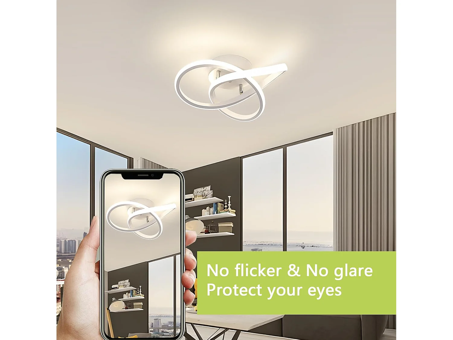 Plafonnier Led Moderne, 30W 3300LM Luminaire Plafonnier Led, Blanc Lampe de Plafond en Acrylique pour Salon, Chambre, Salle à Manger, Lumière Naturelle 4500K