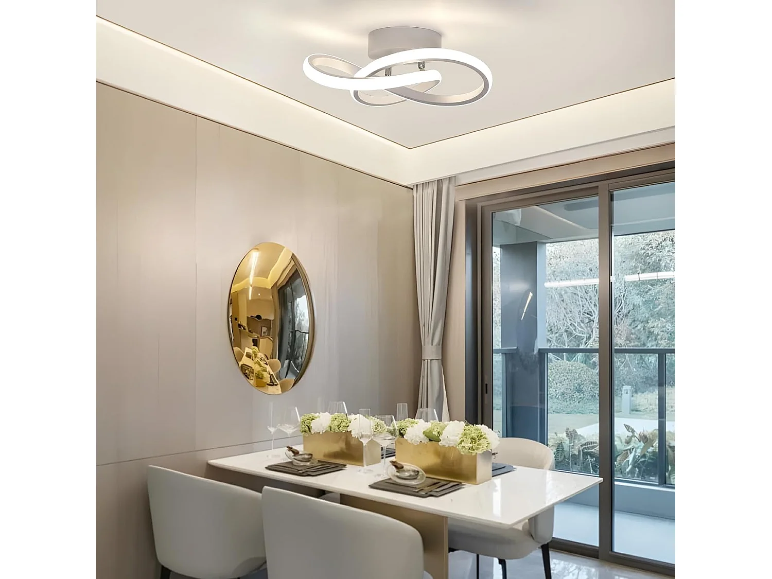 Plafonnier Led Moderne, 30W 3300LM Luminaire Plafonnier Led, Blanc Lampe de Plafond en Acrylique pour Salon, Chambre, Salle à Manger, Lumière Naturelle 4500K