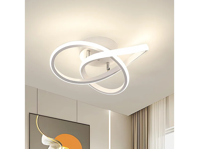 Plafonnier Led Moderne, 30W 3300LM Luminaire Plafonnier Led, Blanc Lampe de Plafond en Acrylique pour Salon, Chambre, Salle à Manger, Lumière Naturelle 4500K