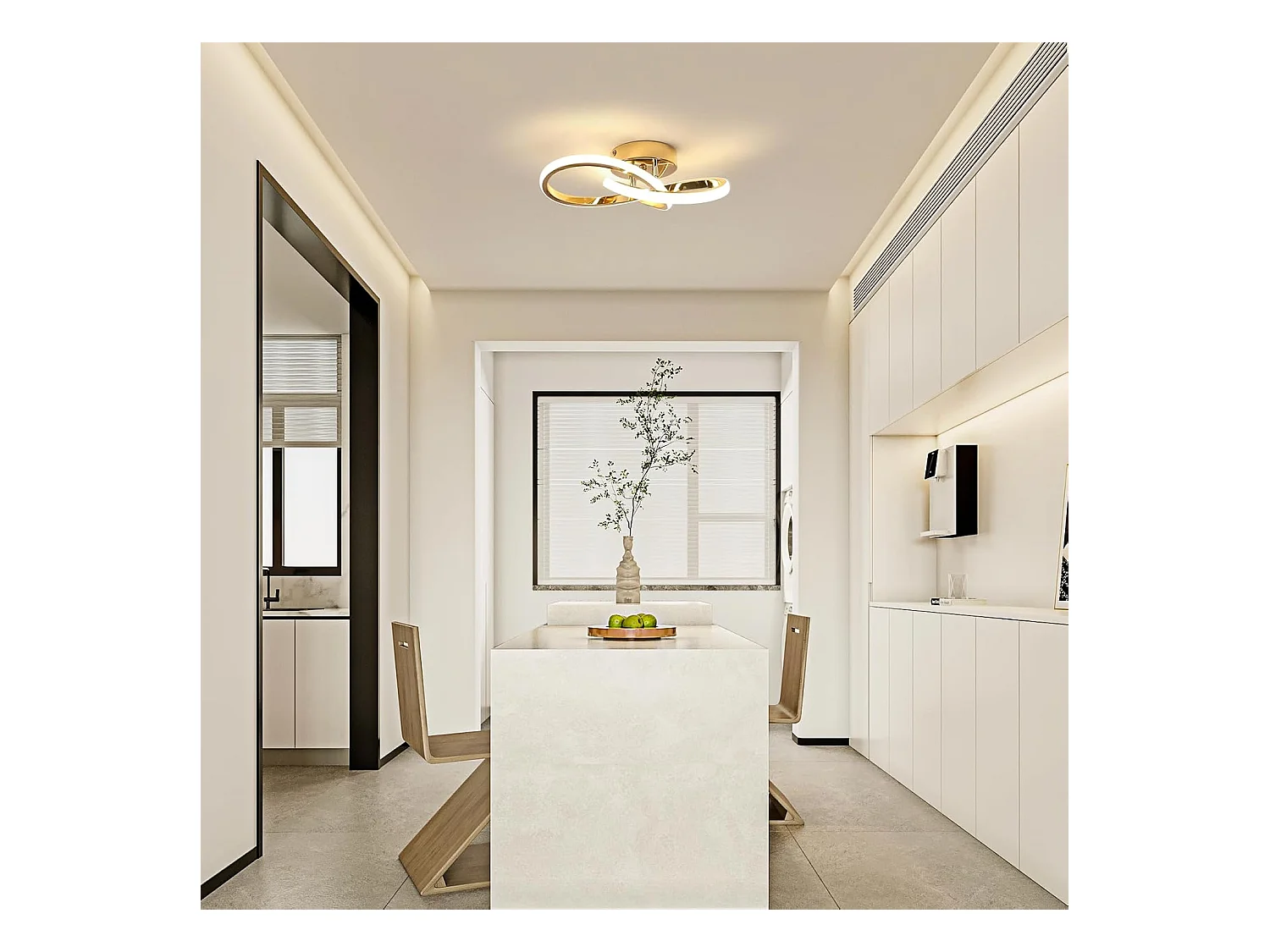 Lustre LED Plafonnier, Luminaire Plafonnier LED Moderne 30W 3375LM, Luminaire Plafonnier Or pour Chambre Salon Cuisine Couloir, Lumière Blanche Naturelle 4500K