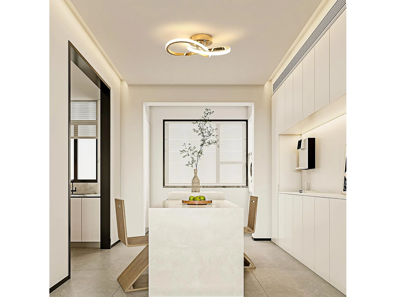 Lustre LED Plafonnier, Luminaire Plafonnier LED Moderne 30W 3375LM, Luminaire Plafonnier Or pour Chambre Salon Cuisine Couloir, Lumière Blanche Naturelle 4500K