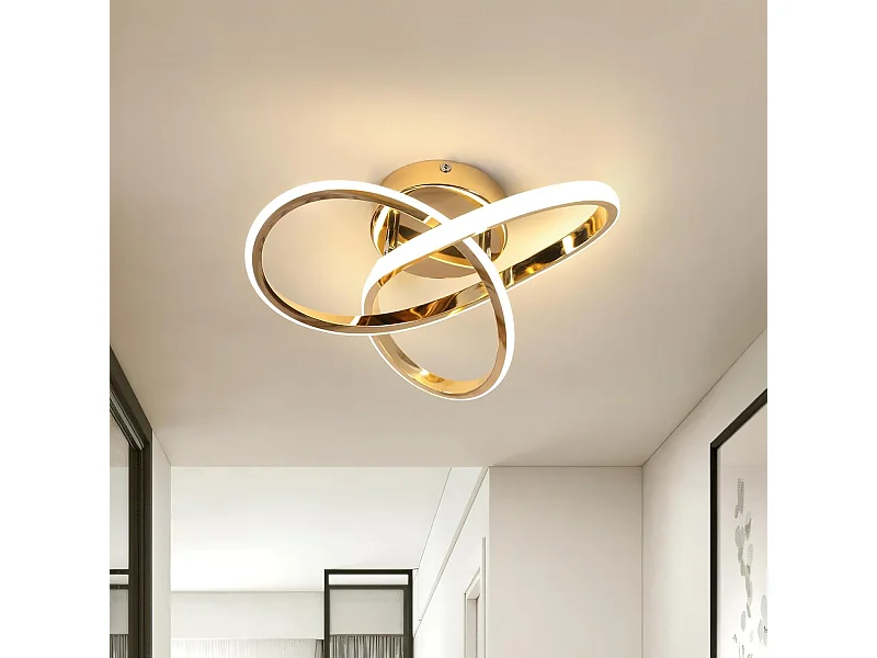 Lustre LED Plafonnier, Luminaire Plafonnier LED Moderne 30W 3375LM, Luminaire Plafonnier Or pour Chambre Salon Cuisine Couloir, Lumière Blanche Naturelle 4500K
