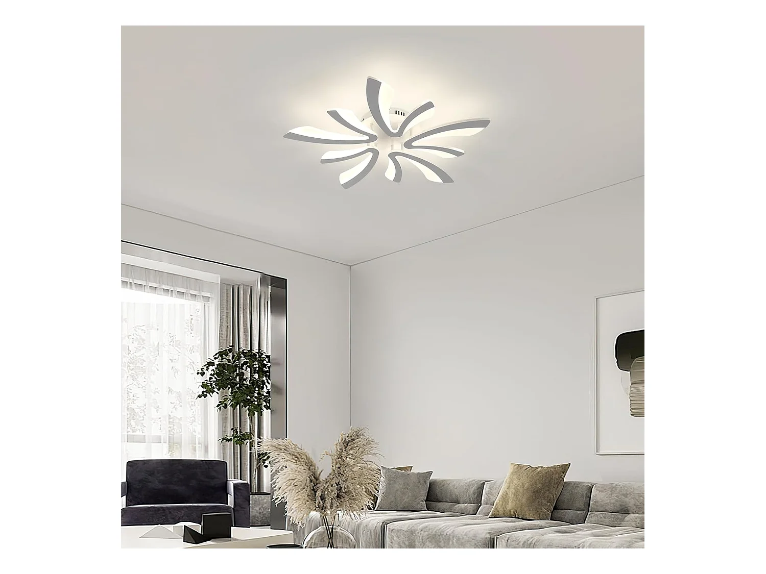 Plafonnier LED, 50W 5625LM Lampe de Plafond, Moderne Luminaire Plafonnier pour Salon, Chambre à Coucher, 70cm, Lumière Naturelle 4500K, Blanc