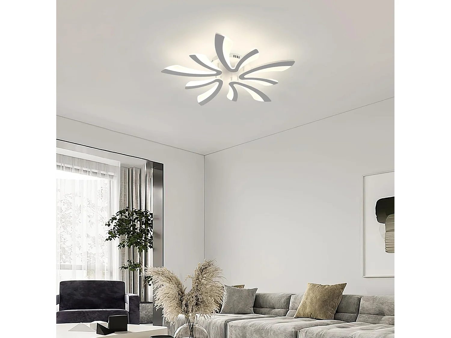 Plafonnier LED, 50W 5625LM Lampe de Plafond, Moderne Luminaire Plafonnier pour Salon, Chambre à Coucher, 70cm, Lumière Naturelle 4500K, Blanc