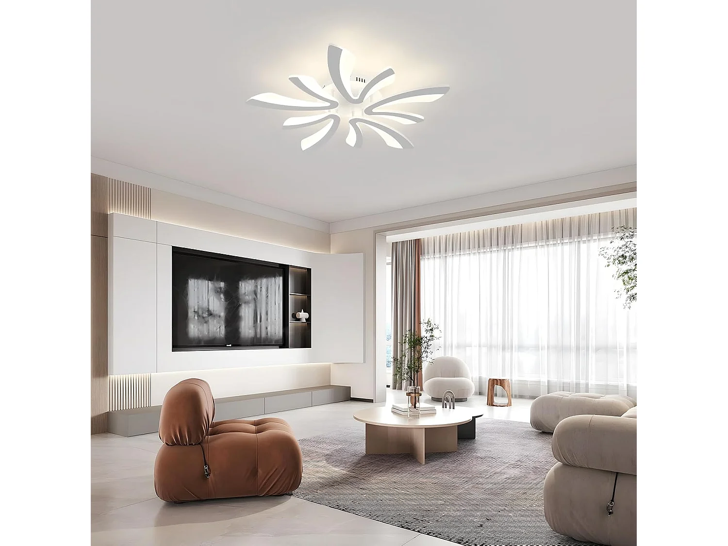 Plafonnier LED, 50W 5625LM Lampe de Plafond, Moderne Luminaire Plafonnier pour Salon, Chambre à Coucher, 70cm, Lumière Naturelle 4500K, Blanc