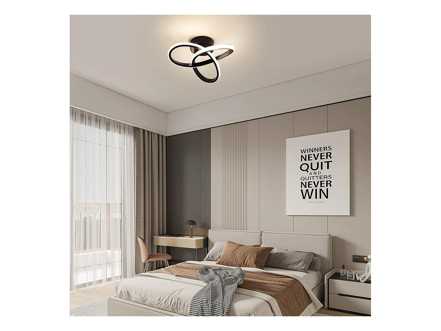 Plafonnier LED Noir en Forme de Fleur 22W 2500LM - Lumière Naturelle 4500K pour Chambre, Cuisine, Balcon