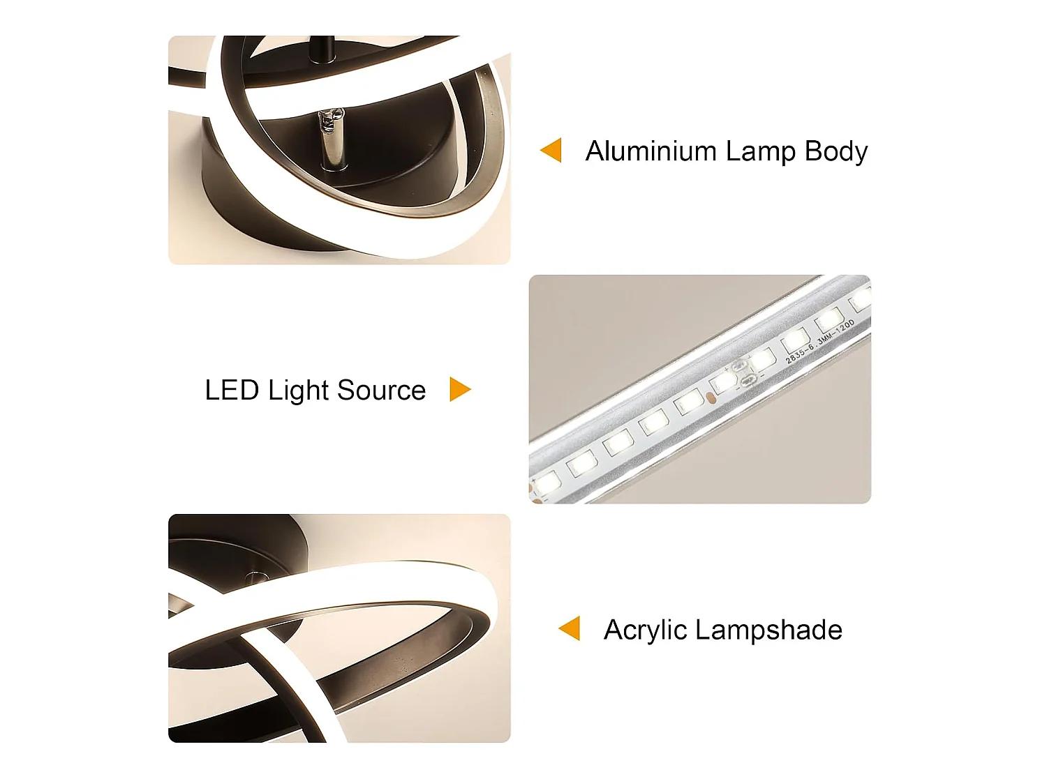 Plafonnier LED Noir en Forme de Fleur 22W 2500LM - Lumière Naturelle 4500K pour Chambre, Cuisine, Balcon