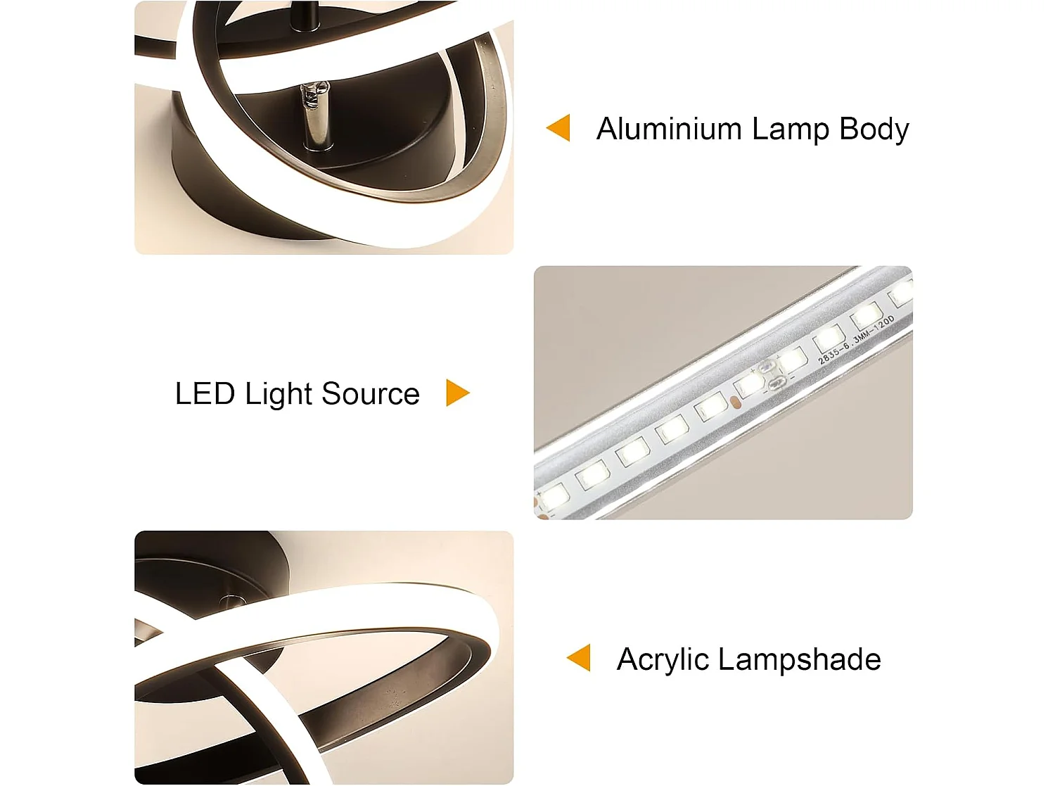 Plafonnier LED Noir en Forme de Fleur 22W 2500LM - Lumière Naturelle 4500K pour Chambre, Cuisine, Balcon