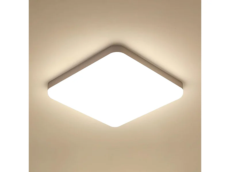32W Plafonnier Led 3600LM, 4500K Lumière Naturelle IP54 étanche, Luminaire Plafonnier Pour Salle de Bain Cuisine Couloir Balcon 25cm