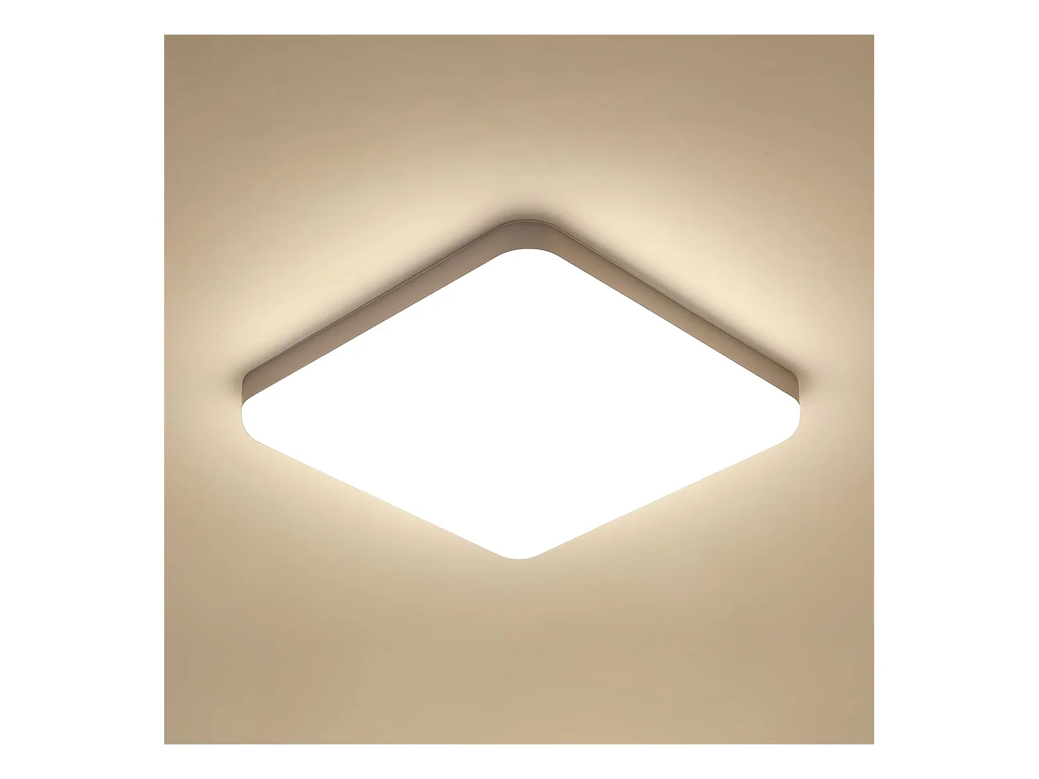 32W Plafonnier Led 3600LM, 4500K Lumière Naturelle IP54 étanche, Luminaire Plafonnier Pour Salle de Bain Cuisine Couloir Balcon 25cm