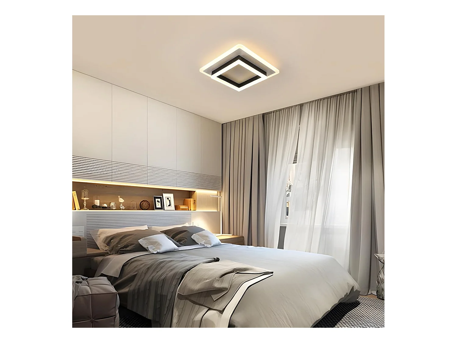 Plafonnier LED Carré Moderne 30W 3500LM (3000K Lumière Chaude) - Luminaire Plafond Noir 30cm pour Chambre, Salon, Cuisine, Couloir