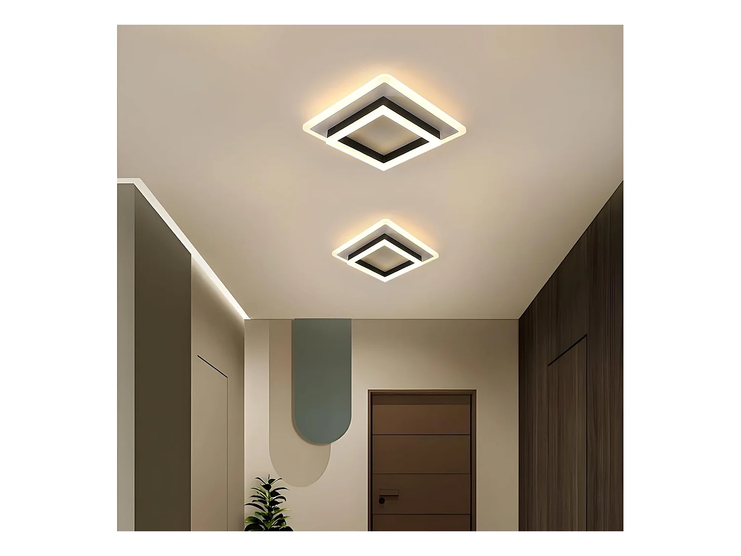 Plafonnier LED Carré Moderne 30W 3500LM (3000K Lumière Chaude) - Luminaire Plafond Noir 30cm pour Chambre, Salon, Cuisine, Couloir