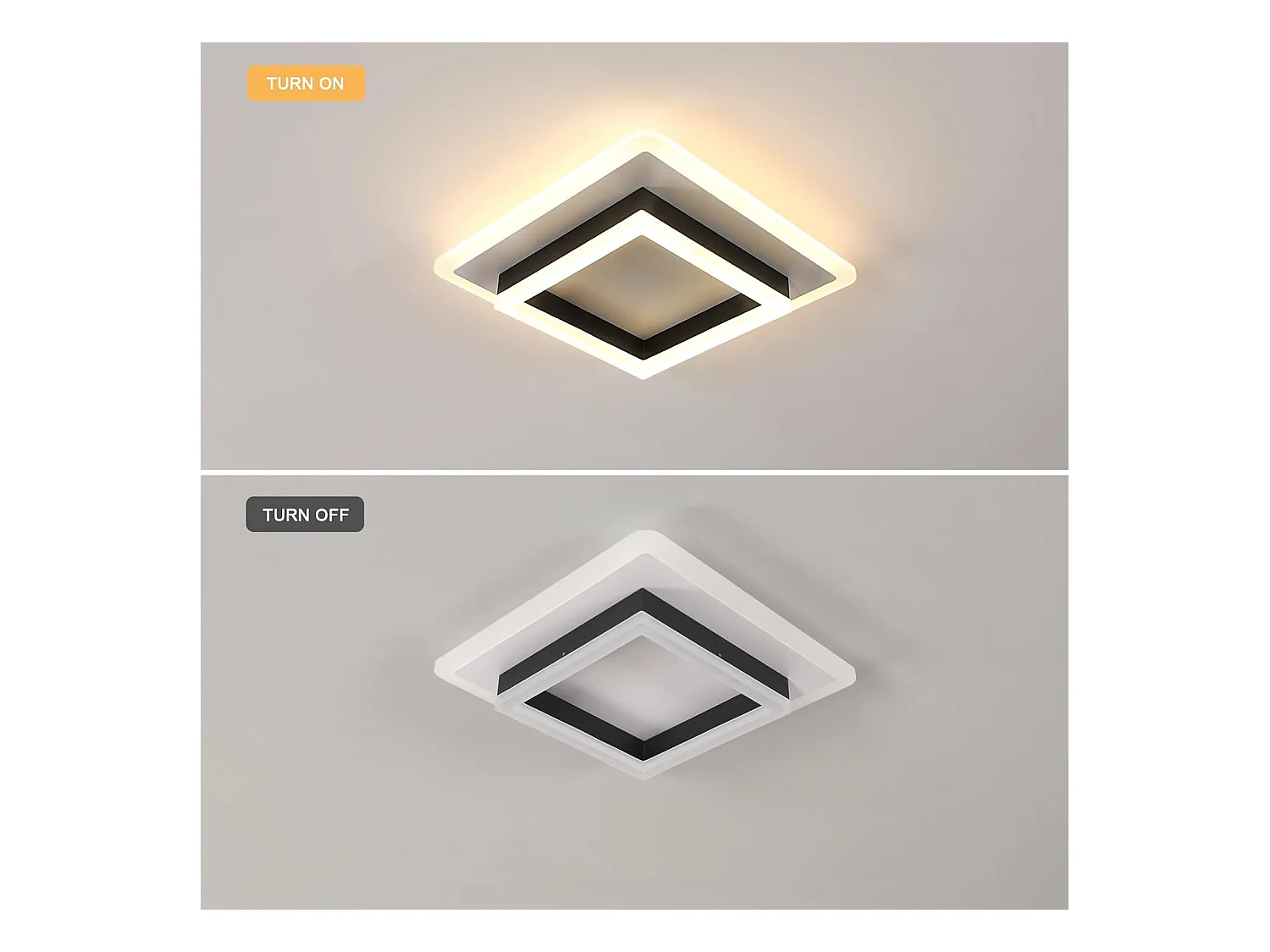 Plafonnier LED Carré Moderne 30W 3500LM (3000K Lumière Chaude) - Luminaire Plafond Noir 30cm pour Chambre, Salon, Cuisine, Couloir