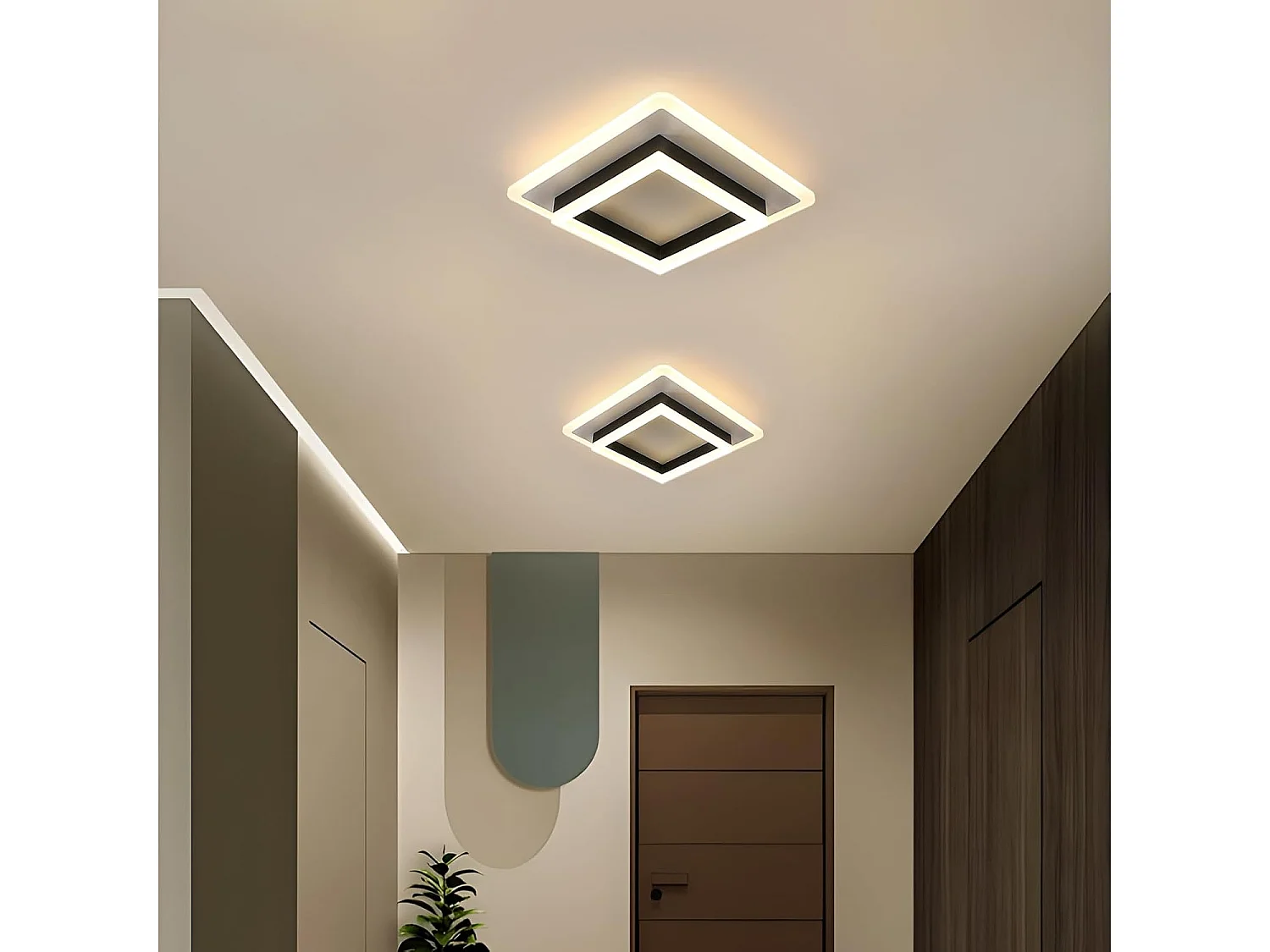 Plafonnier LED Carré Moderne 30W 3500LM (3000K Lumière Chaude) - Luminaire Plafond Noir 30cm pour Chambre, Salon, Cuisine, Couloir