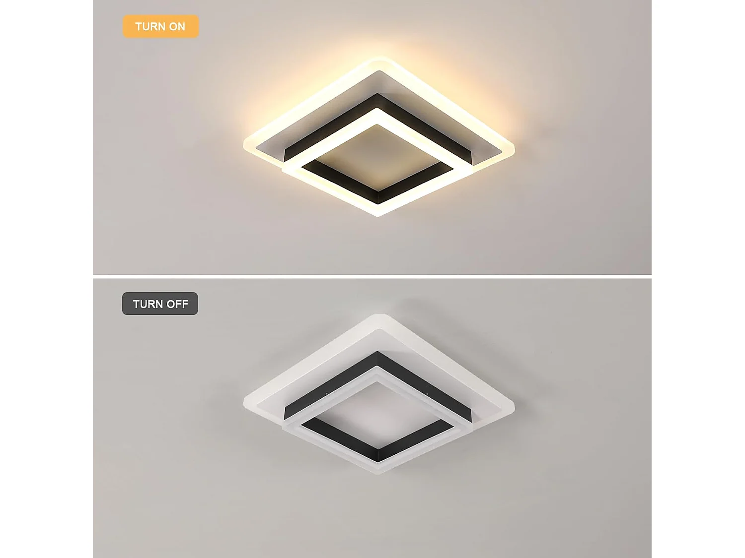 Plafonnier LED Carré Moderne 30W 3500LM (3000K Lumière Chaude) - Luminaire Plafond Noir 30cm pour Chambre, Salon, Cuisine, Couloir