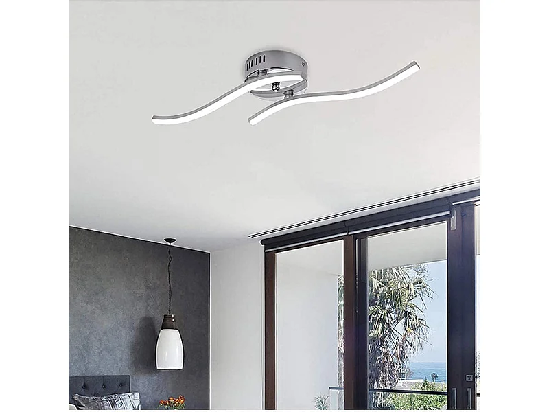 Plafonnier LED, Suspension Luminaire en forme de vague, LED intégrées 12W 1100 Lumen, lustre moderne pour salon ou cuisine, IP20 lumière Blanc Froid 6500K