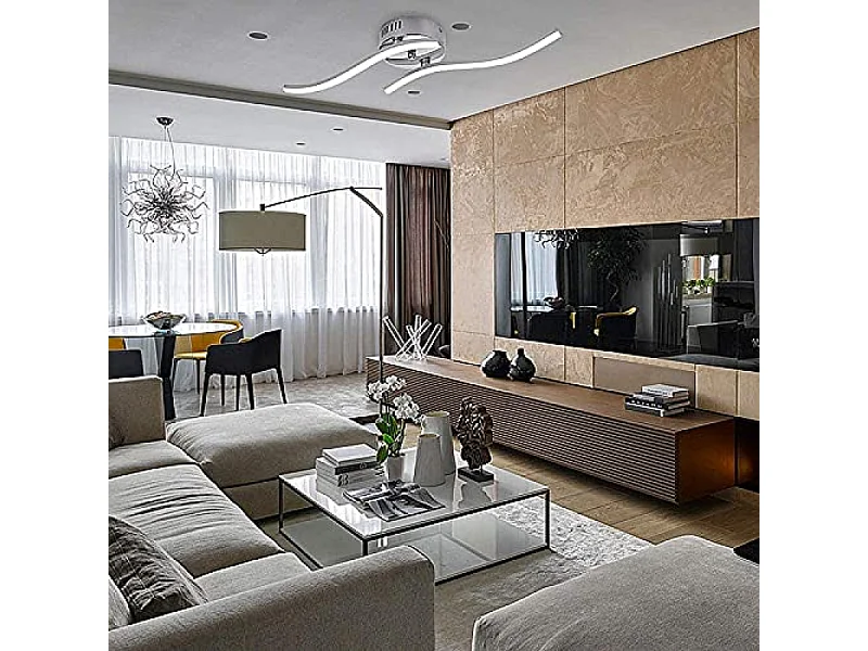 Plafonnier LED, Suspension Luminaire en forme de vague, LED intégrées 12W 1100 Lumen, lustre moderne pour salon ou cuisine, IP20 lumière Blanc Froid 6500K