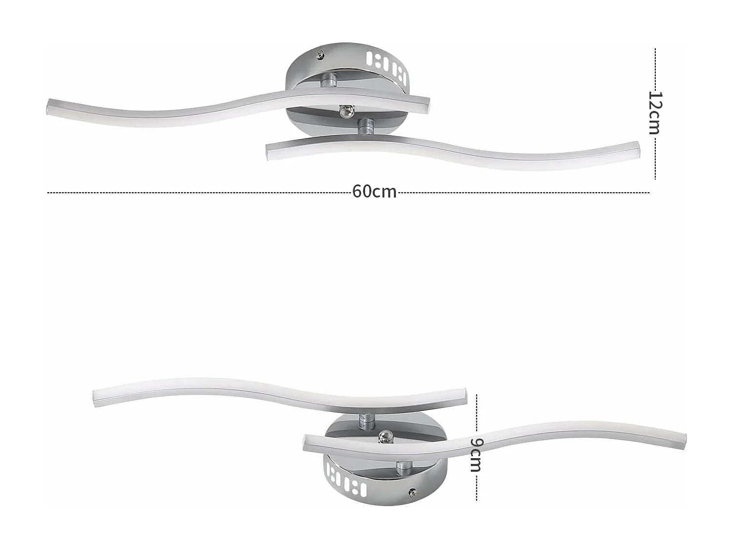 Plafonnier LED, Suspension Luminaire en forme de vague, LED intégrées 12W 1100 Lumen, lustre moderne pour salon ou cuisine, IP20 lumière Blanc Froid 6500K