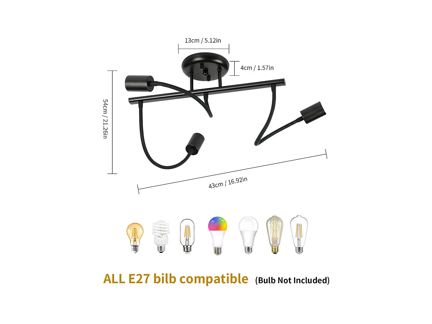 Suspension de Plafond Orientable E27 Style Industriel, 3-Lumières Suspension Luminaire DIY pour Cuisine Salon Chambre Salle à Manger (Sans Ampoules)
