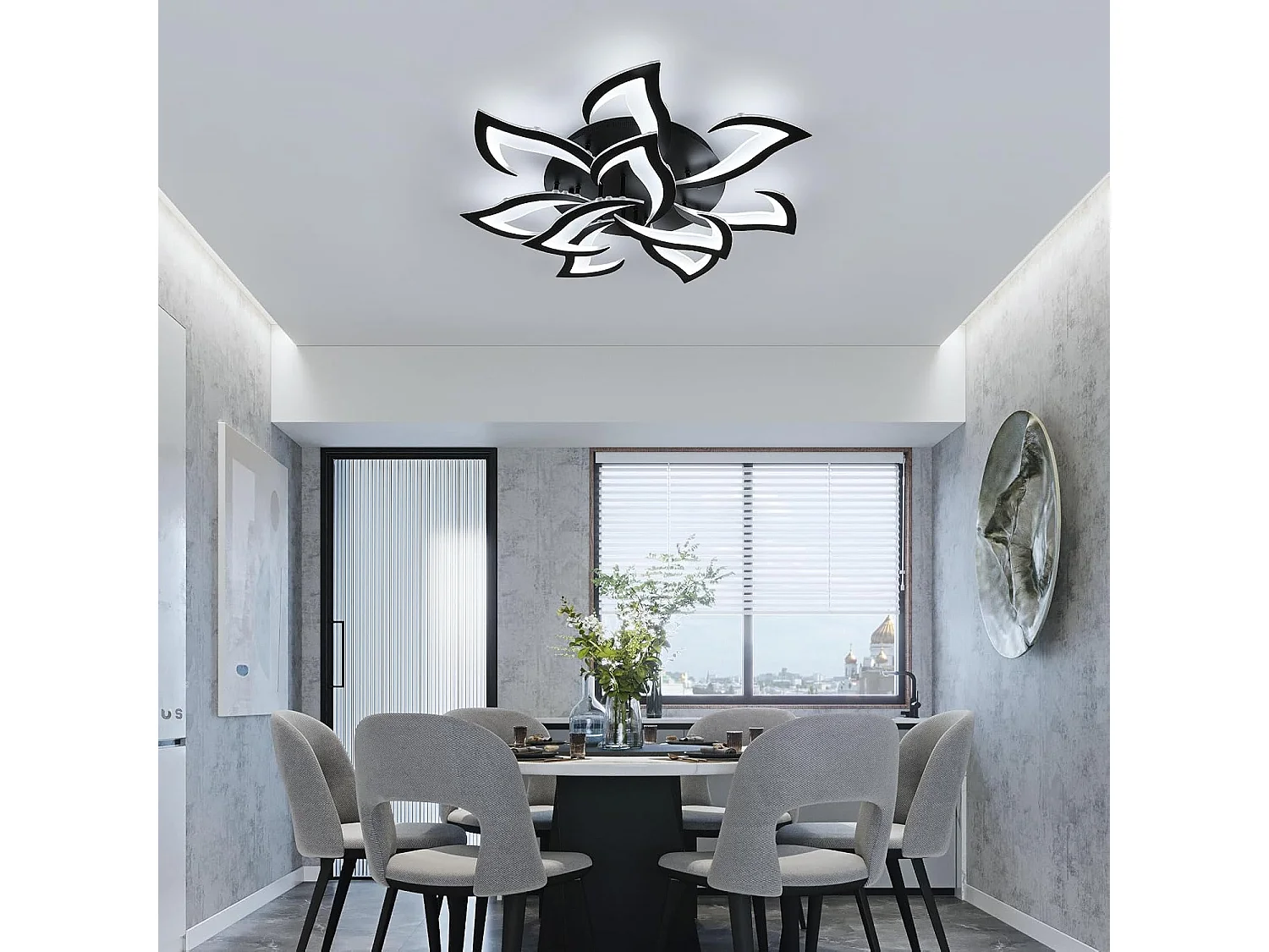 Plafonnier LED moderne 84W 6500K, design queue d'aronde en fer et acrylique, 10 LEDs, idéal pour chambre, salon, cuisine