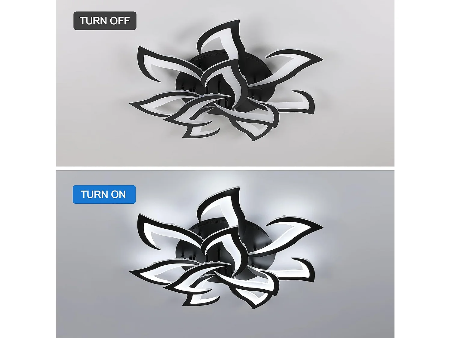 Plafonnier LED moderne 84W 6500K, design queue d'aronde en fer et acrylique, 10 LEDs, idéal pour chambre, salon, cuisine