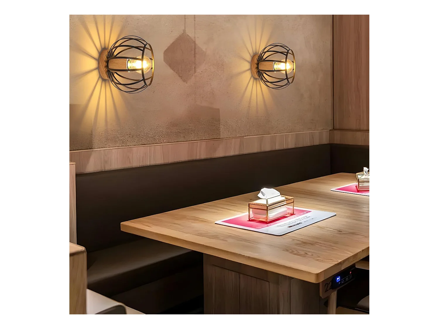 Plafonnier Vintage, Douille E27 Lampe de Plafond Retro, Géométrique Abat-Jour Plafond en Métal Cage Pour Couloir, Grenier, Balcon, Ø 20 cm, Noir