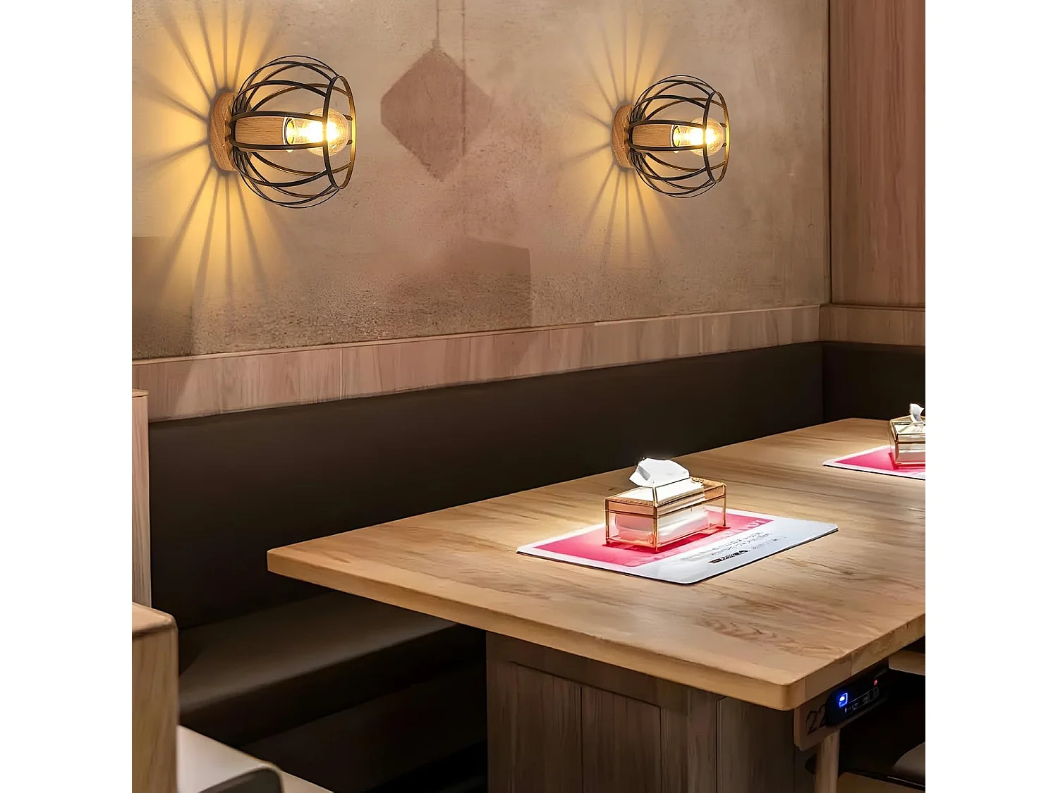 Plafonnier Vintage, Douille E27 Lampe de Plafond Retro, Géométrique Abat-Jour Plafond en Métal Cage Pour Couloir, Grenier, Balcon, Ø 20 cm, Noir